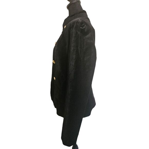 Mossimo Black Velvet Military Gothic Steampunk Gold Button Jacket Size L - Picture 5 of 8